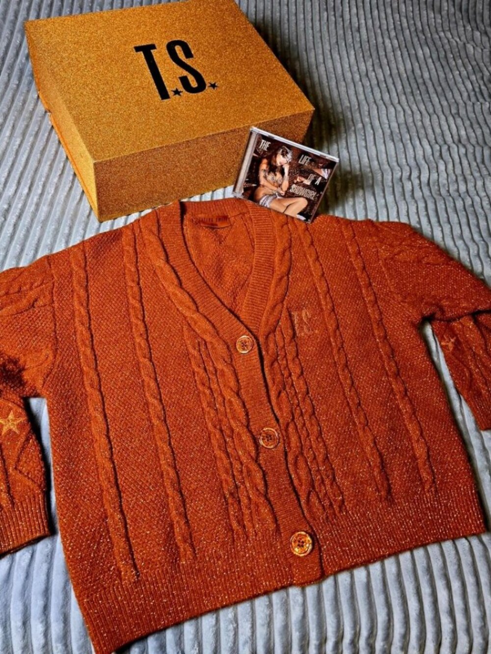 Taylor Swift Life Of A Showgirl Orange Cardigan CD Box YS/YM